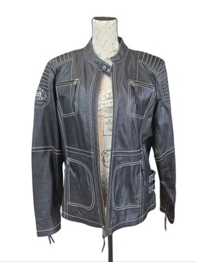 Harley-Davidson Agitator Black Leather Motorcycle Riding Jacket XL